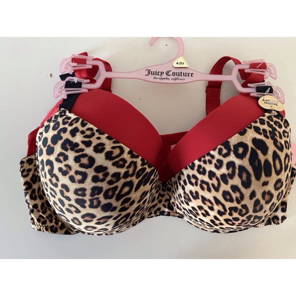 2 Pack Juicy Couture Bra Show Me Off Lined JC2801 Leopard Print Red Size 42D NEW - Picture 8 of 11